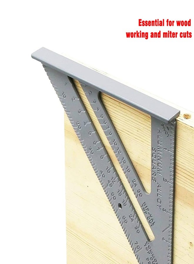 ألوين مربع رافدة من الألومنيوم مقاس 7 بوصات - مقاييس محفورة على الوجهين، أداة نجارة دقيقة لأعمال الخشب، وميل السقف وعلامات الزاوية - Image 4