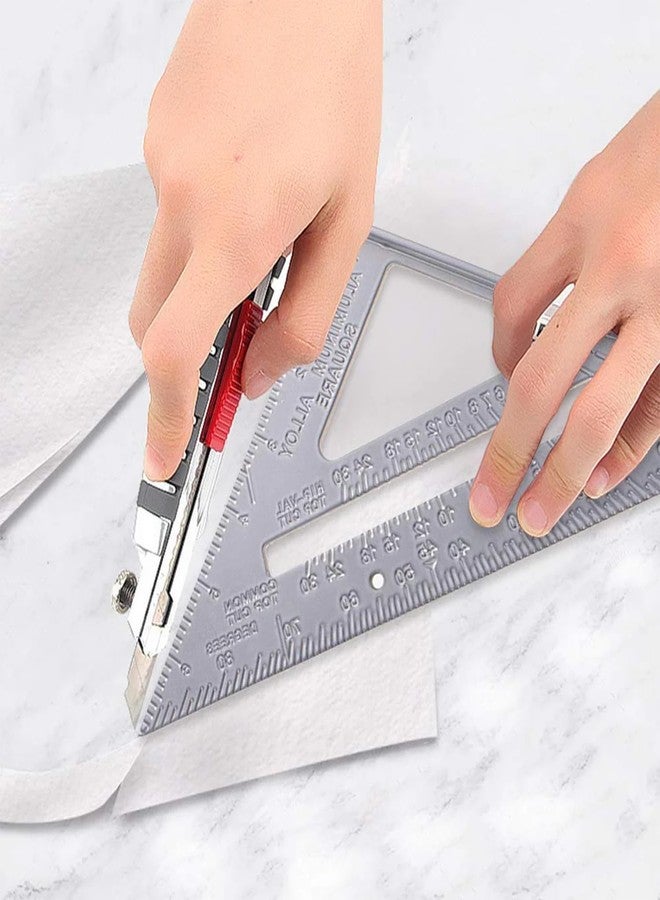 ألوين مربع رافدة من الألومنيوم مقاس 7 بوصات - مقاييس محفورة على الوجهين، أداة نجارة دقيقة لأعمال الخشب، وميل السقف وعلامات الزاوية - Image 5