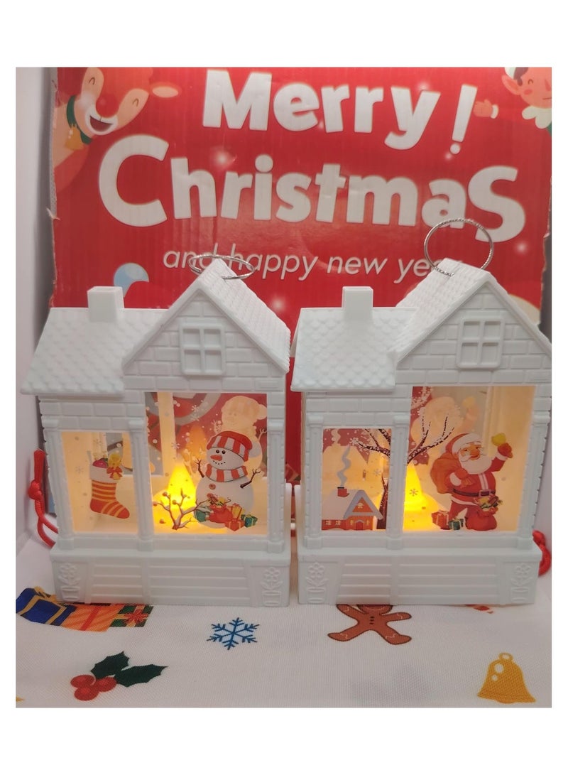 فانوس كريسماس عيد الميلاد  مصباح علي شكل بيت زينه كريسماس ، مصباح LED معلق، 12 سم اصفر عدد 2 - Image 1