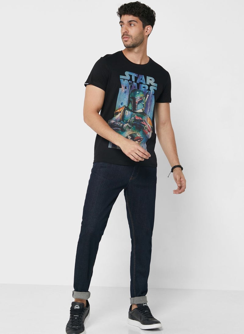 DIFUZED Boba Fett Poster Crew Neck T-Shirt - Image 4
