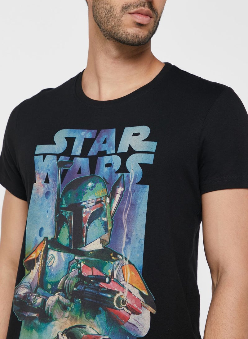 DIFUZED Boba Fett Poster Crew Neck T-Shirt - Image 3