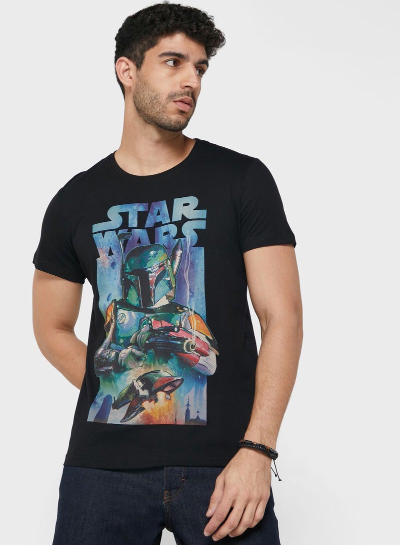DIFUZED Boba Fett Poster Crew Neck T-Shirt - Image 1