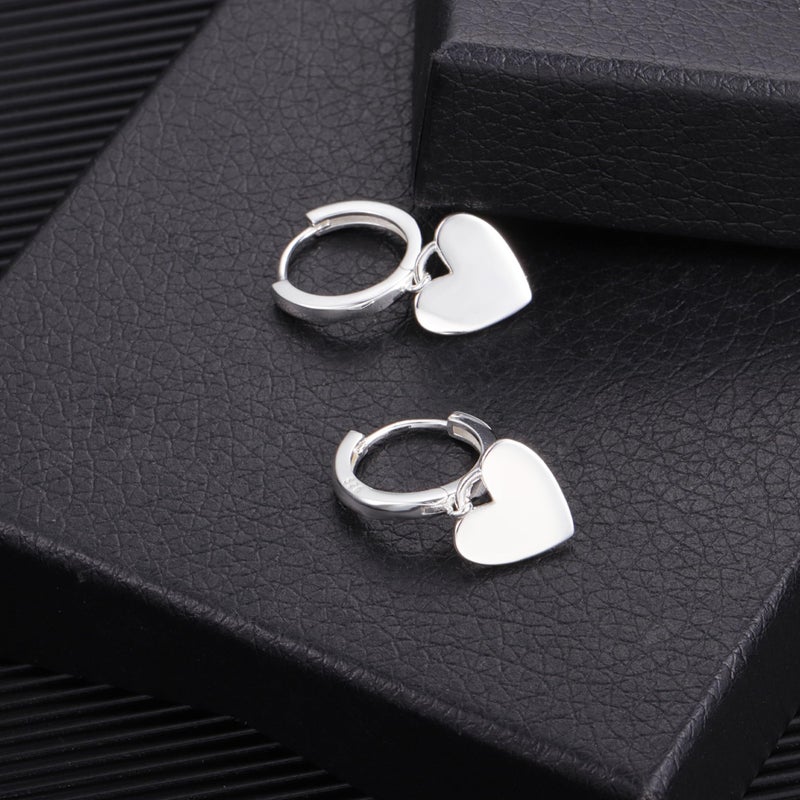 ALEXCRAFT Sterling Silver Heart Earrings Huggie Hoop Earrings for Women Silver Heart Dangle Earring Hypoallergenic Dangle Drop Earing - Image 4