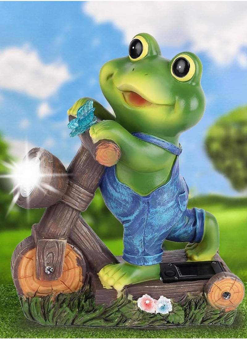 Generic Outdoor Frog Garden Decorations, Solar Garden Decorations Garden Gnome Frog Gifts, Fairy Garden Decorations Waterproof LED Solar Powered Animal Statue Garden Gifts for Women and Men, Gardener Gifts Gnome Gifts (Height 17.5cm)  - Image 1