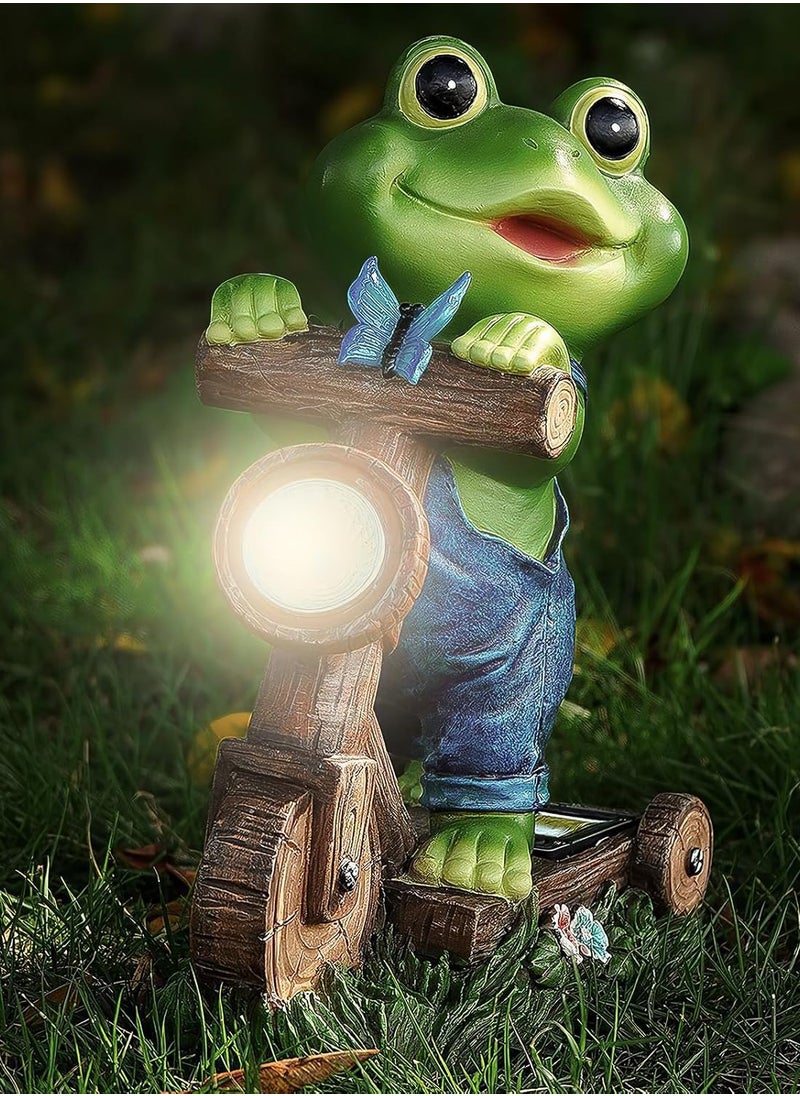 Generic Outdoor Frog Garden Decorations, Solar Garden Decorations Garden Gnome Frog Gifts, Fairy Garden Decorations Waterproof LED Solar Powered Animal Statue Garden Gifts for Women and Men, Gardener Gifts Gnome Gifts (Height 17.5cm)  - Image 2