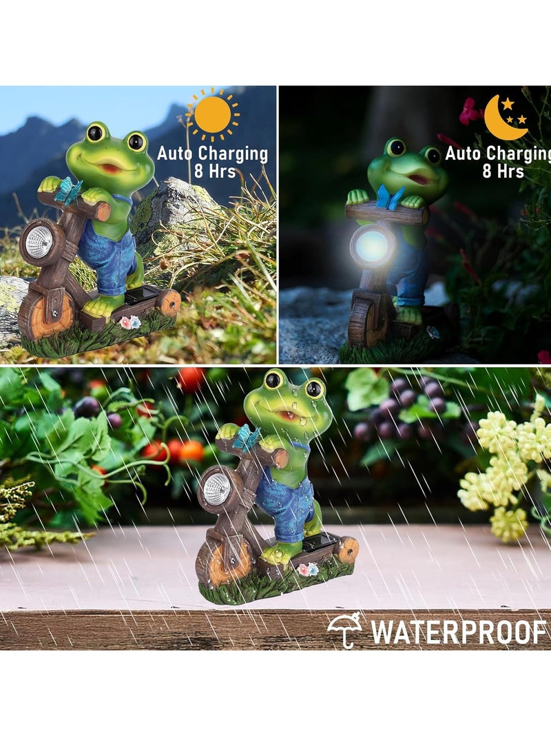 Generic Outdoor Frog Garden Decorations, Solar Garden Decorations Garden Gnome Frog Gifts, Fairy Garden Decorations Waterproof LED Solar Powered Animal Statue Garden Gifts for Women and Men, Gardener Gifts Gnome Gifts (Height 17.5cm)  - Image 3