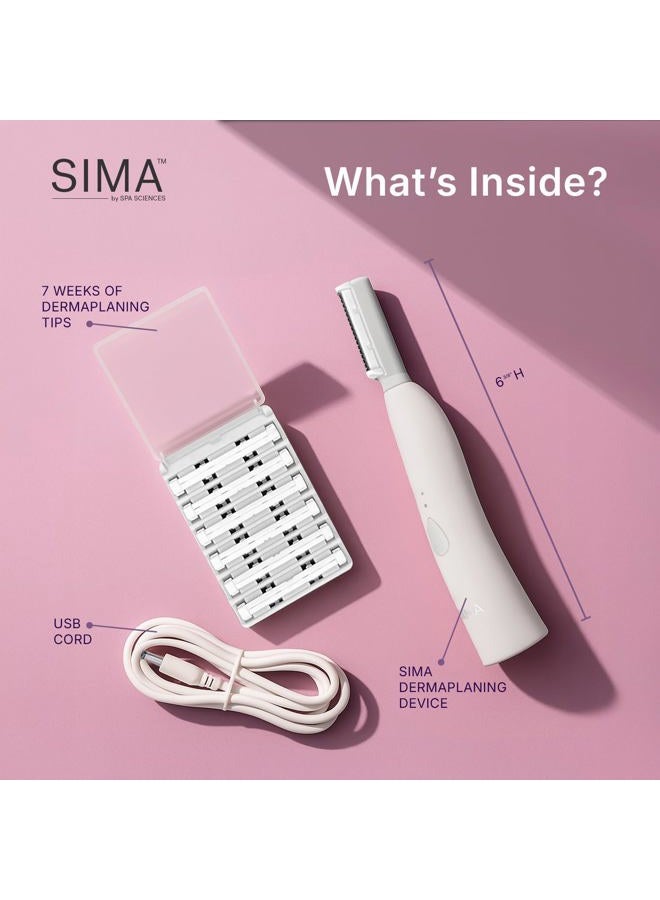 Spa Sciences SIMA Patented Sonic Dermaplaning Tool-Professional & Painless 2-N-1 Facial Exfoliation & Peach Fuzz-Hair Removal System w/ 7 Weeks Treatment Included|Anti-Aging|3 Speeds |Rechargeable - Image 4