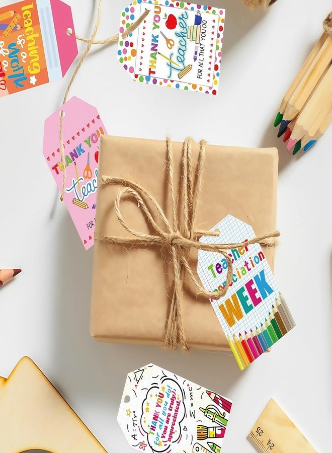 60 Pcs Teacher Appreciation Gift Tags with String Thank You Teacher Tags for Teacher Appreciation Week Wrap Presents Decorations - Image 4