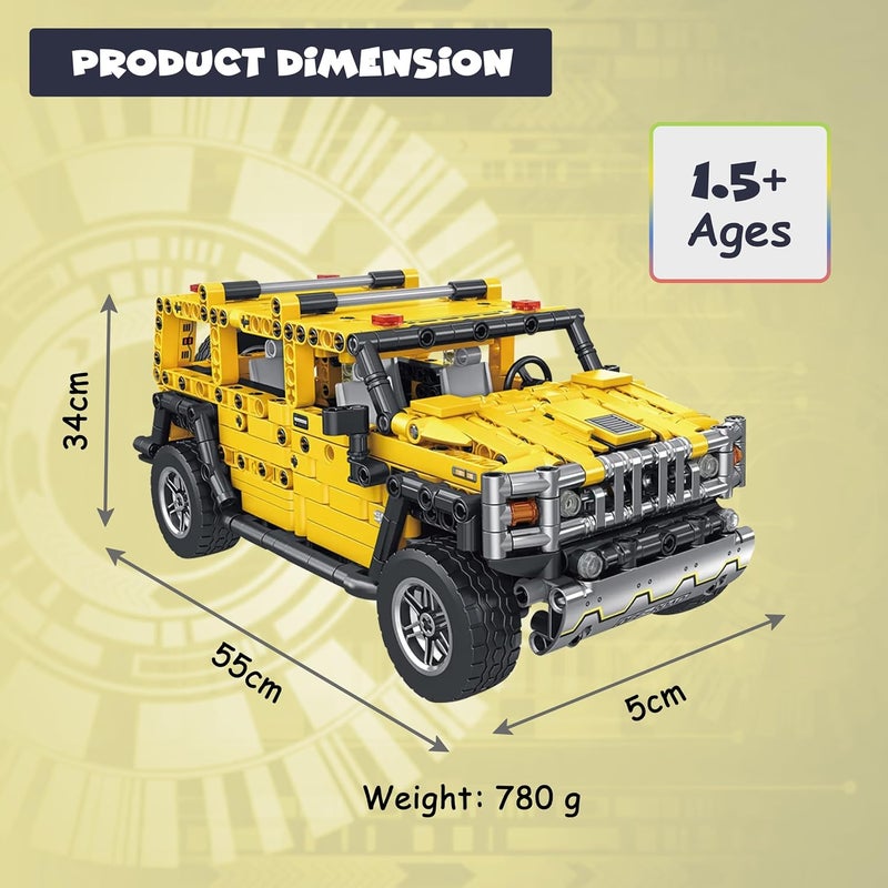 FUNFY FYLGBB01 1010 Pcs 2-in-1 Pull Back Car and Transformer Building Blocks Toy | Yellow | ABS Plastic | This Deformation Car become Transfomer Figure is Perfet for Giftings | Action Figure - Image 5