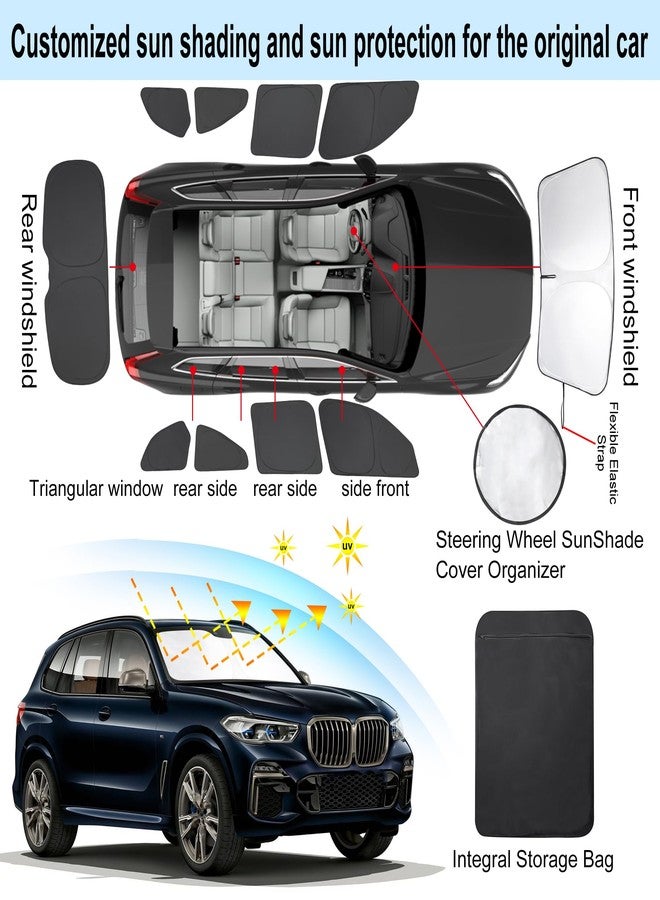 LHFLIVE 8PCS Windshield Sun Shade Custom Fit for 2019 2020 2021 2022 2023 2024 BMW X5 Accessories Foldable Sunshade Side Rear Window Shade Cover Full Set Privacy Protection Keeps Car Cool - Image 4