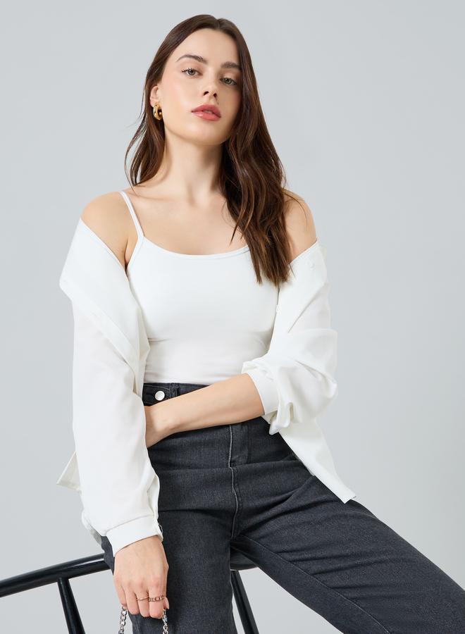 ستايلي بلوزة نسائية ضيقة بياقة مستديرة - Image 3