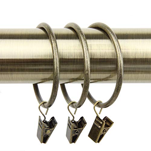 Rod Desyne 2 inch Curtain Rings w/Clip - Antique Brass - Image 1