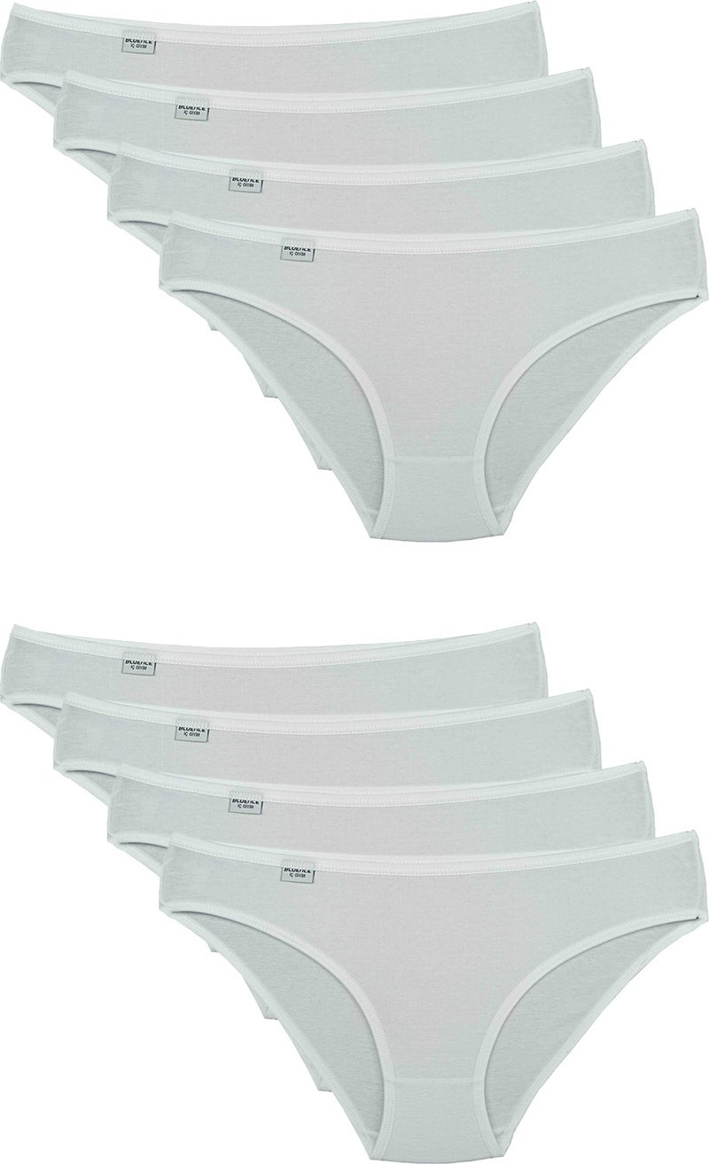 Bluence Women's White 8 Pack Lycra Slip Panties