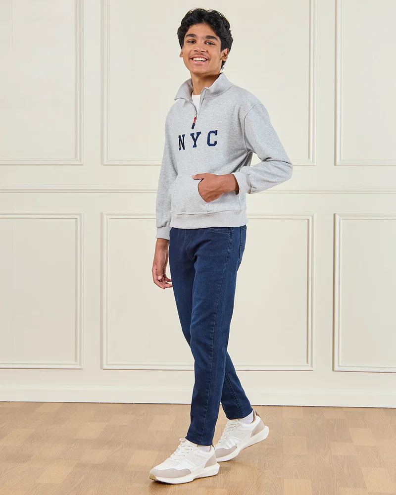 ردتاغ Senior Boys Grey Printed Sweatshirt