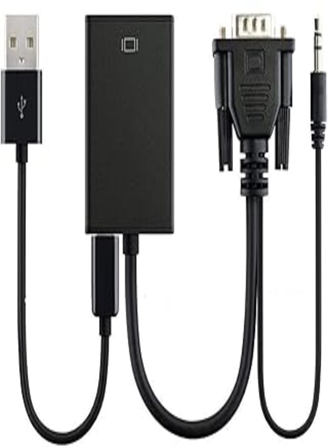 OR Black VGA Male To HDMI Output 1080P HD and Audio TV AV HDTV Video Cable Converter Adapter