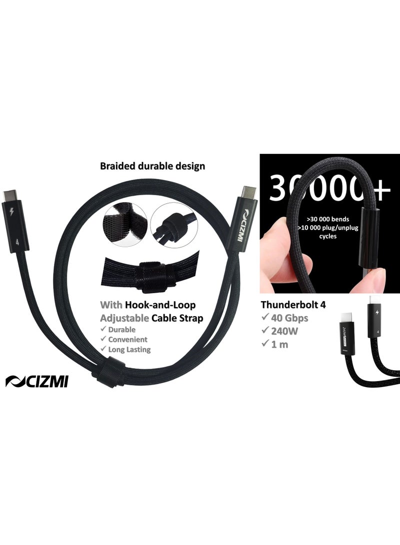 سيزمي ✦ كابل USB Thunderbolt 4 بسرعة 40Gbps وقدرة 240W | شحن فائق عبر EPR Power Delivery PD 3.1 | يدعم 8K@60Hz | USB4 Gen3 | متوافق مع iPhone 17/16/15 وSamsung وغيرها | بطول 1 متر | تصميم مضفّر + شريط تثبيت Hook-and-Loop - Image 5