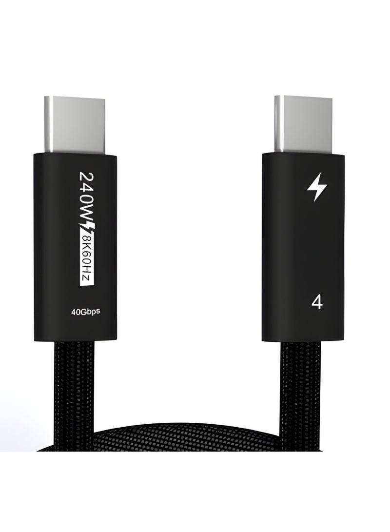 سيزمي ✦ كابل USB Thunderbolt 4 بسرعة 40Gbps وقدرة 240W | شحن فائق عبر EPR Power Delivery PD 3.1 | يدعم 8K@60Hz | USB4 Gen3 | متوافق مع iPhone 17/16/15 وSamsung وغيرها | بطول 1 متر | تصميم مضفّر + شريط تثبيت Hook-and-Loop - Image 1