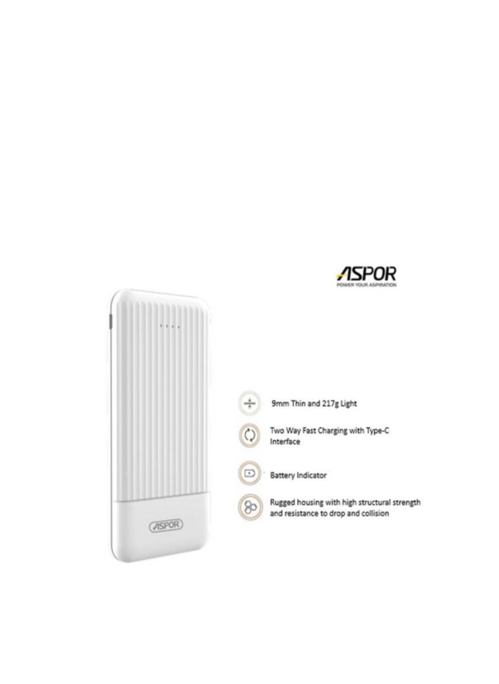 Aspor ASPOR A323 بنك طاقة سريع الشحن بقدرة 10000 مللي أمبير في الساعة، بنك طاقة مزدوج منافذ USB A / 2 مدخل و2 مخرج  - Image 3