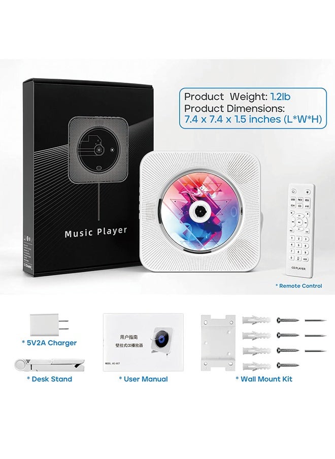 Generic - Wall CD Player with Speakers,  CD Players for Home, Bluetooth CD Player with Hi-Fi Stereo Sound,Remote Control,Supports CD/Bluetooth/FM Radio/U Disk/AUX/SD Card/Timer/Repeat,Black - Image 1