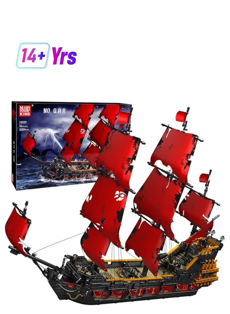 mould king 13109 Educational Pirate Ship Model Building Blocks Toy Kit, Pirate Ship Building Brick Sets, 3139 Pieces Large Red Set for Boys and Girls  - Image 1