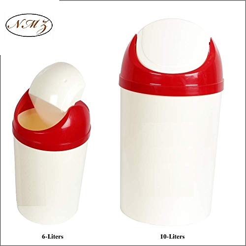 N M Z Fiber Small Mini Desk Multi Design Dustbin 6 and 10 liters for Home and Kitchen White Color Pack of 2 - Image 5