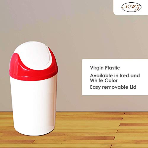 N M Z Fiber Small Mini Desk Multi Design Dustbin 6 and 10 liters for Home and Kitchen White Color Pack of 2 - Image 4