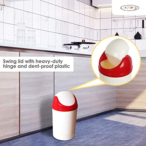 N M Z Fiber Small Mini Desk Multi Design Dustbin 6 and 10 liters for Home and Kitchen White Color Pack of 2 - Image 2
