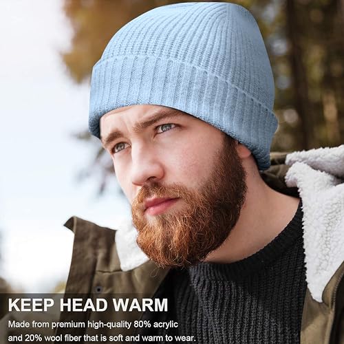NORTHWIND Ribbed Winter Cap for Men and Women, Beanie Woolen Cap for Women, Winter Wear, Beanie Cap for Men, Woolen Cap for Man (Light Blue) - Image 2