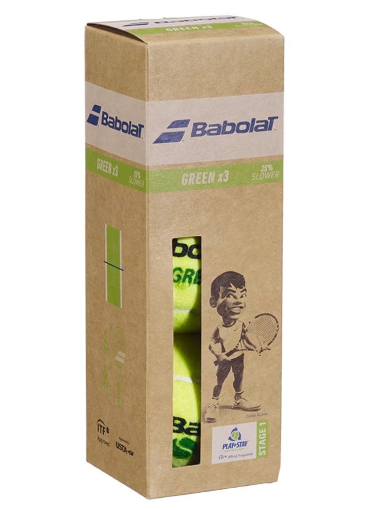 Babolat GREEN X3 Tennis Balls – High-Quality Durable Balls for Training & Practice