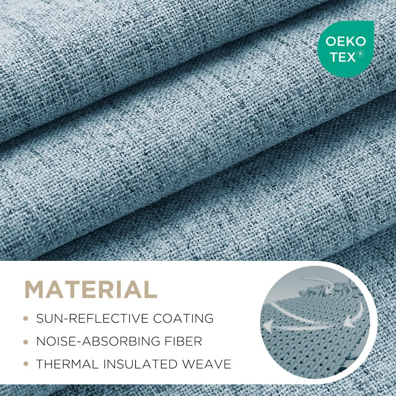 Joydeco Blackout Curtains for Bedroom - 63 Inch Long 100% Light Blocking 2 Panels Sky Blue Drapes, Thermal Insulated Room Darkening Curtains, Linen Textured for Living Room, Rod Pocket & Back Tabs - Image 2