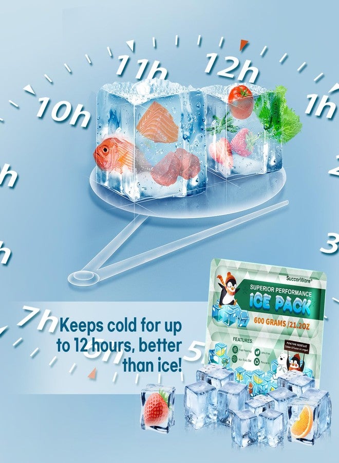 SuccorWare 5 Packs Reusable Ice Packs for Lunch Boxes - 12+ Hour Cooling Ice Gel Pack for Camping, Beach, Office - Ice Packs for Cooler Bag, Cooler Backpacks (600 Grams) - Image 4