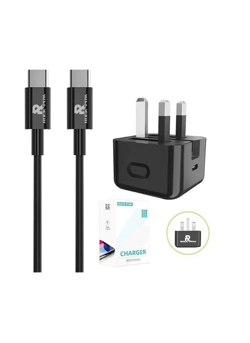 Rock Pow - Fast Charger for iPhone 16 15 Charger Type C Charger USB C Charger Block iPhone 16 Charger with 1M Cable for iPhone 16/16 Plus/16 Pro/16 Pro Max/iPhone 15/15 Pro Max/15 Plus/15 Pro/iPad Pro/AirPods - Image 1