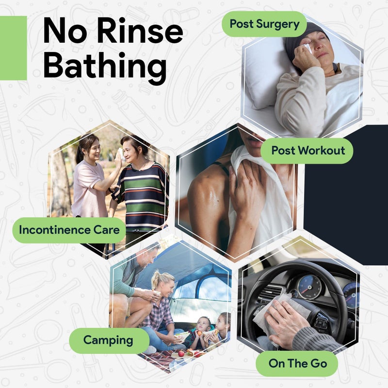 FifthPulse Disposable Body Wipes For Adults 80 Count (2 x 40 Packs) - Premoistened Washcloths For Elderly Bathing Infused With Aloe and Lanolin -Alcohol-Free Adult Wet Wipes, Extra Large 8â€ x 12â€ Wash Cloth - Image 5