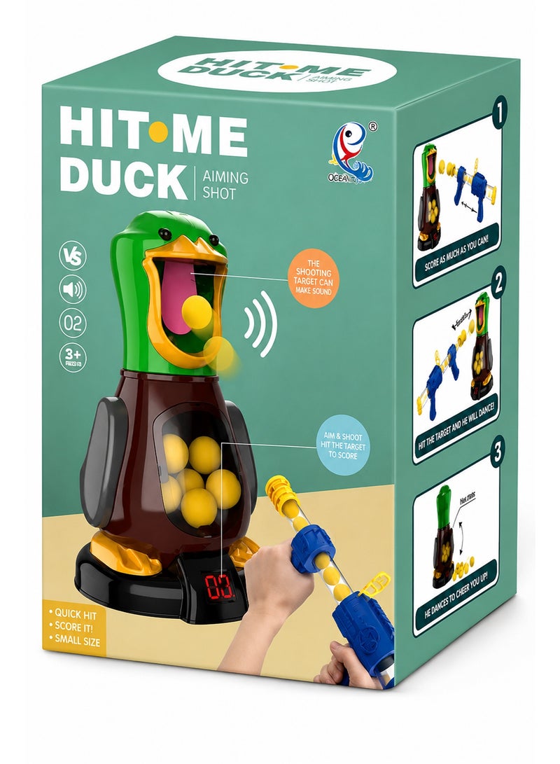 Electronic Duck Shooting Target Game with 2 Foam Ball Blaster Guns 12 Soft Balls LED Score Display Sound Effects and Moving Duck Target for Kids Indoor Outdoor Toy Game - Image 1