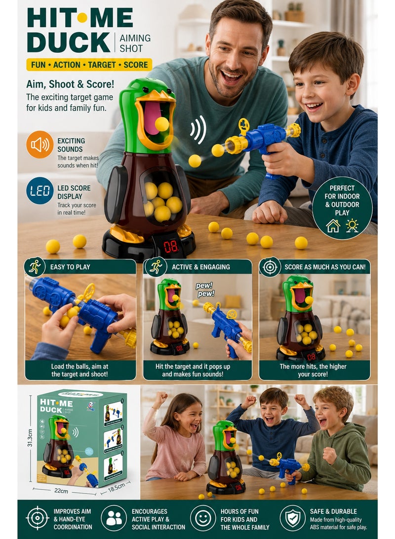 Electronic Duck Shooting Target Game with 2 Foam Ball Blaster Guns 12 Soft Balls LED Score Display Sound Effects and Moving Duck Target for Kids Indoor Outdoor Toy Game - Image 3