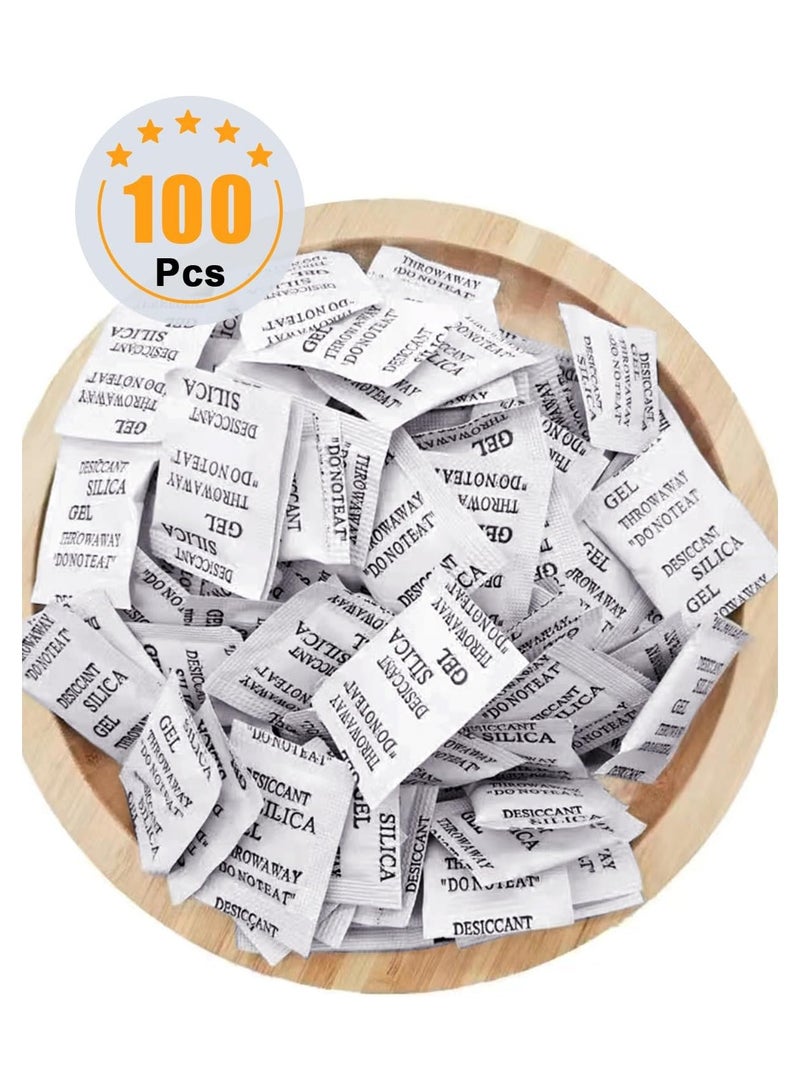 100 Packs Silica Gel Desiccant Non-Toxic Safety Damp Moisture Absorber Drying Bags, 3g/Bag - Image 1