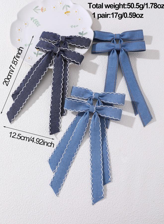 Take Two Set of 2 - Solid Bow Hair Clip - Image 2