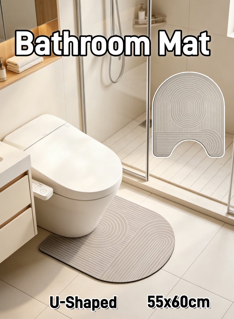 Aimayapet Bathroom Mat Non-slip Absorbent Floor Mat Non-slip Carpet for  Shower Sink & Toilet Floor Door Mat Quick Dry Bath Mat Washable Comfortable Bathroom Pad Silicone Non-slip Mat (55x60cm,Gray) - Image 1