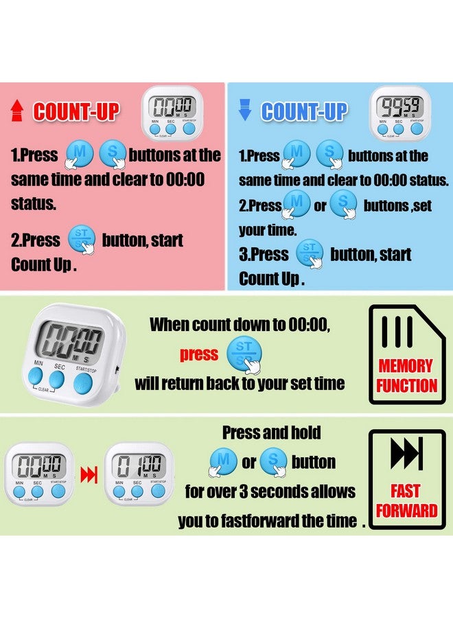 Macarrie ماكارى 48 قطعة مؤقت مطبخ رقمي بالجملة مع قاعدة مغناطيسية صغيرة ساعة منبه بصوت عال شاشة LCD عد تنازلي وعد تصاعدي للمعلم في الفصل الطبخ الخبز - Image 4