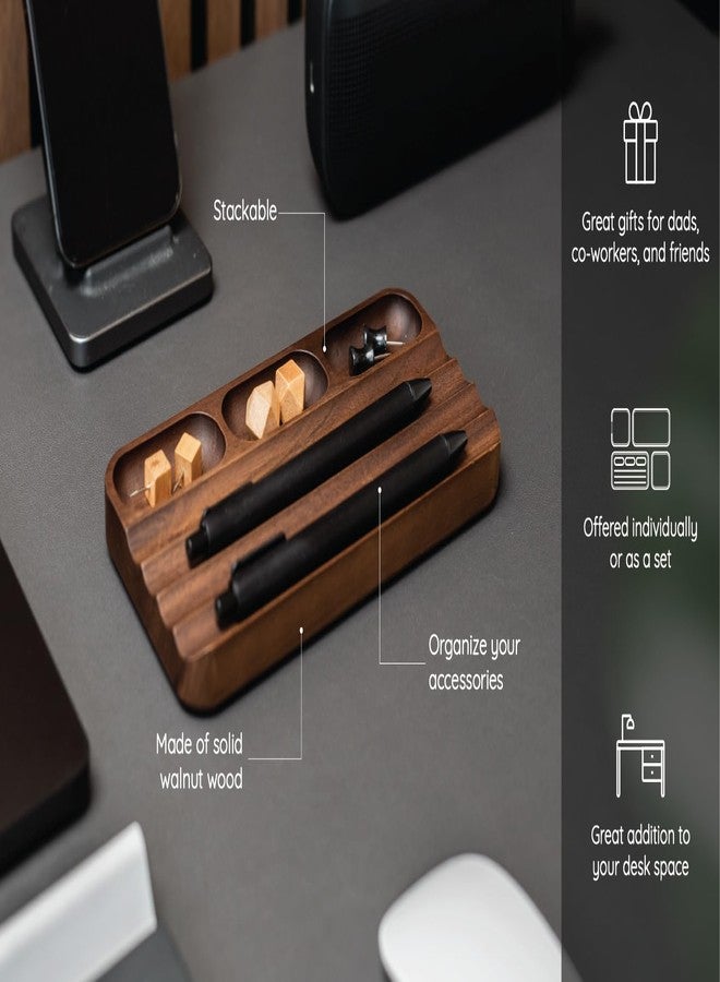 MUUJEE Wooden Desk Pen Pencil Organizer - 7.5 x 3.75 for Work Teacher Dad Wood Pencils Tray Work Minimalist Rustic, Gift for The Man who has it All - Image 4