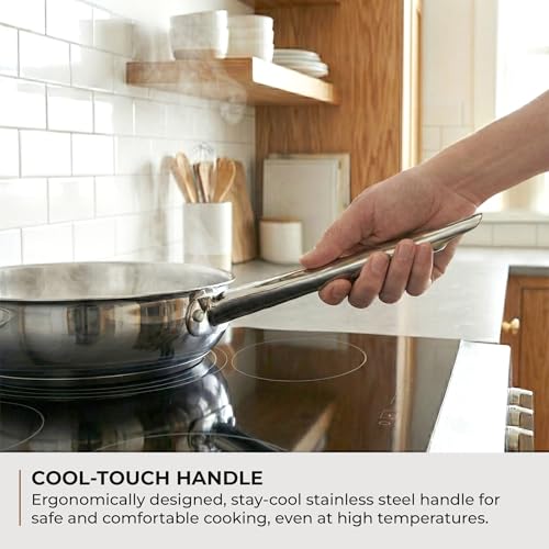 Sunhouse 8 Inch Tri-Ply Stainless Steel Frying Pan, Whole-Clad No Coatings Skillet with Stay-cool Handle for Cooking, Durable & Oven Safe to 500°F, Dishwasher Safe, Compatible with All Cooktops - Image 3