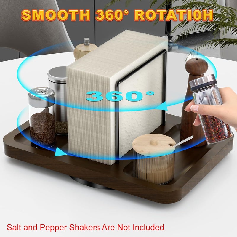 Gomyrod Napkin Holder for Table, Rotating Metal Napkin Dispenser with Salt and Pepper Shakers Caddy Standing Paper Towel Holder for Bathroom Kitchen Dining Table Decor Not Including Shakers - Image 2