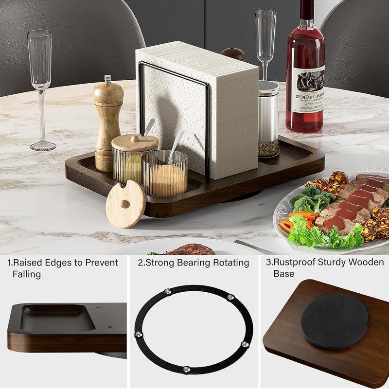 Gomyrod Napkin Holder for Table, Rotating Metal Napkin Dispenser with Salt and Pepper Shakers Caddy Standing Paper Towel Holder for Bathroom Kitchen Dining Table Decor Not Including Shakers - Image 4