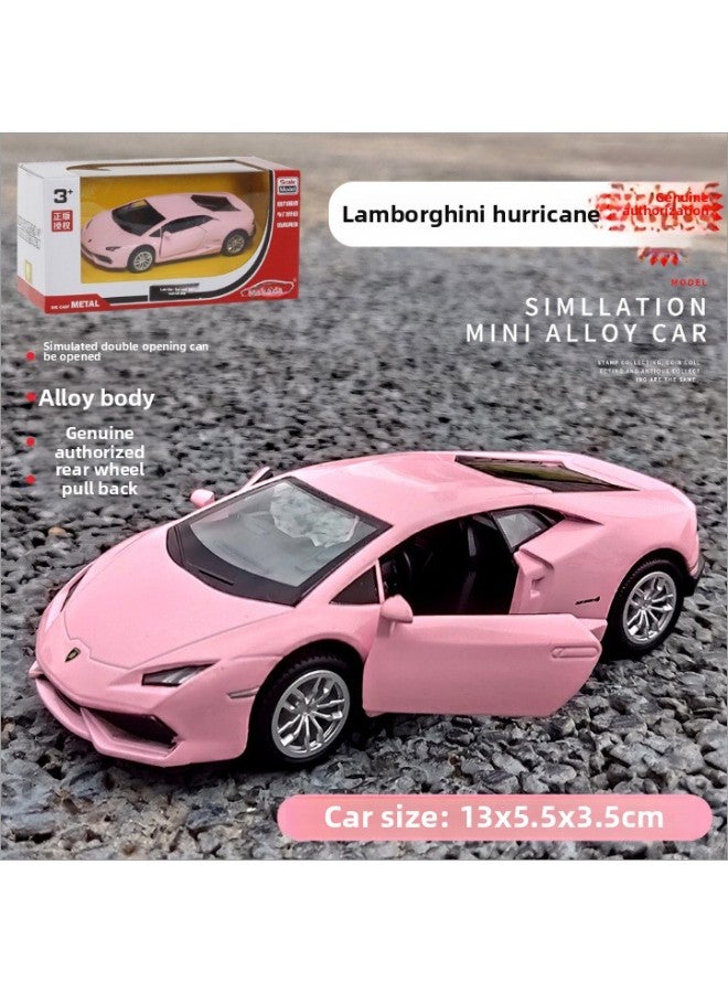 Pink Alloy Car Model MaKeda Pullback Simulation Vehicle Toy For Children From Chaozhou China Suitable For Ages 7-14-Color:Boxed Lamborghini Hurricane Pink - Image 1