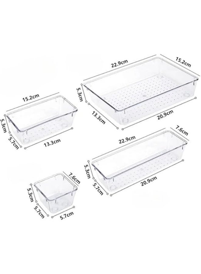 6-Piece Acrylic Storage Box Drawer Organizer Space Saving Set for Office Desk Cabinet - Clear - 7226