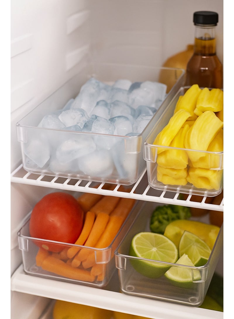 مجموعة مكونة 6 قطع من منظم أدراج صندوق تخزين اكليريك موفر للمساحة مناسب لخزانة أدوات المكتب والمطبخ وللاستخدمات المتعددة- شفاف-7226 - Image 1