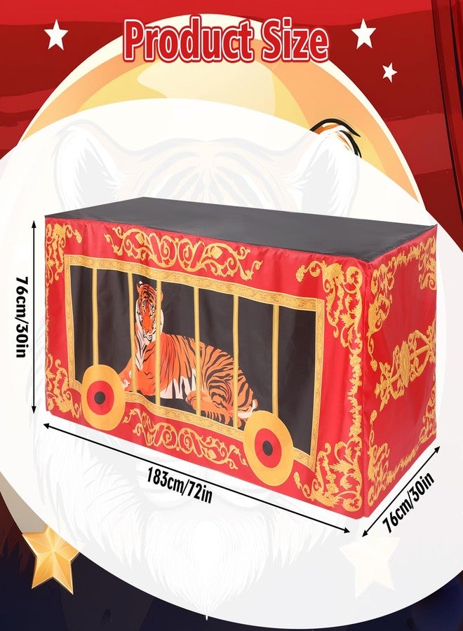 Oudain 6ft Carnival Party Decorations Circus Theme Birthday Party Supplies Circus Themed Tablecloth Washable Fabric Polyester Rectangle Animal Table Cover Protector for Birthday Baby Shower - Image 2