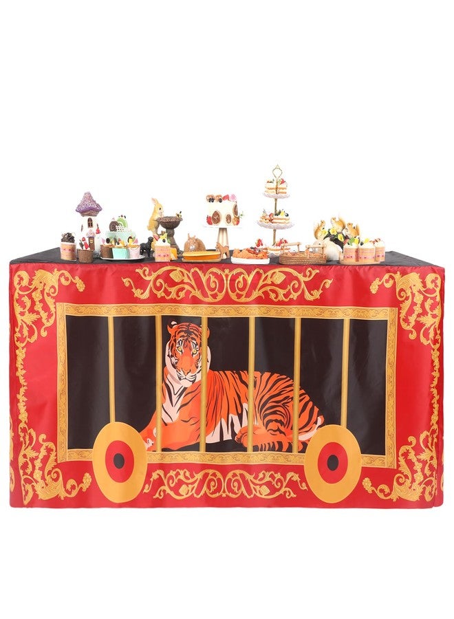 Oudain 6ft Carnival Party Decorations Circus Theme Birthday Party Supplies Circus Themed Tablecloth Washable Fabric Polyester Rectangle Animal Table Cover Protector for Birthday Baby Shower - Image 1