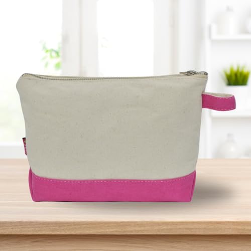 NGIL Jute/Canvas Large Travel DYI Cosmetic Bag Pouch for Women Multipurpose Travel Toiletry Pouch, Personalized Makeup Bag, Best Friend Gift, Bridesmaid Gift Ideas (Jute-Hot Pink) - Image 5