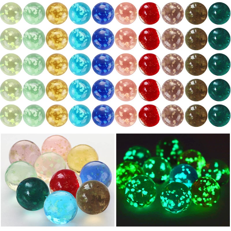 Skylety 50 Pieces Marbles Glow in the Dark Handmade Glass Marbles Colorful Glass Marble for Boys and Girls Marble Games DIY and Home Decoration 10 Colors - Image 2